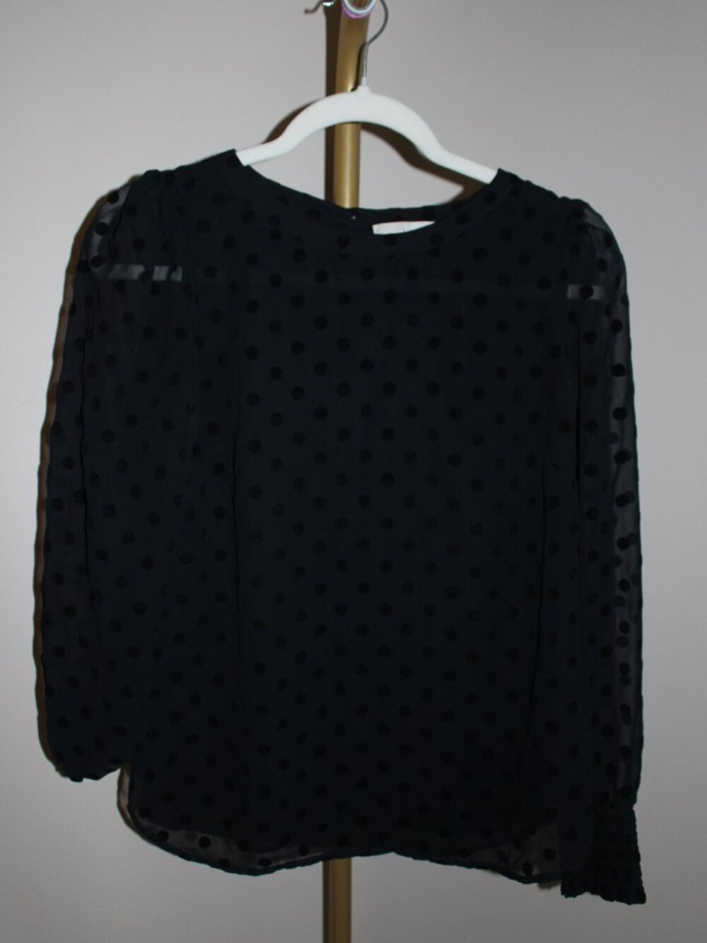 Women's Loft Black Polkadot Blouse, Size XS